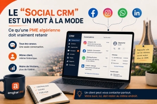 Concept de social CRM : réseaux sociaux connectés à un logiciel de gestion de la relation client