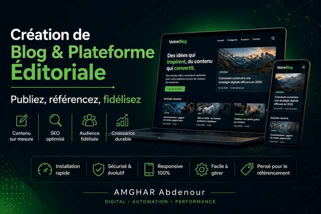 Création blog plateforme éditoriale SEO Algérie | AMGHAR Abdenour